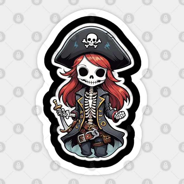 Skeleton Pirate Girl 1 Sticker by Grave Digs